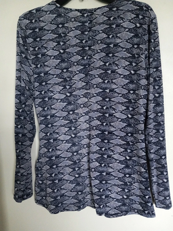 Blusa Daisy Fuentes Mujer Imitación Envolvente Top Azul Elastizada Cuello en V L Foto 3 de 3