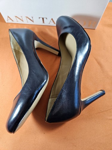 Ann Taylor Black Leather Heels Pump Size 6.5 Leather Upper 3 Inch - Picture 7 of 9