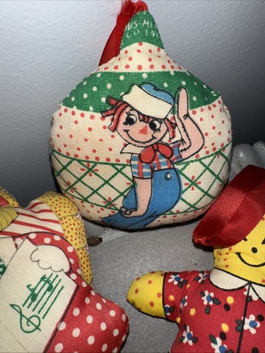 19 Vintage 70’s Hanging Fabric, Stuffed Plush Christmas Ornaments Handmade - Picture 15 of 16