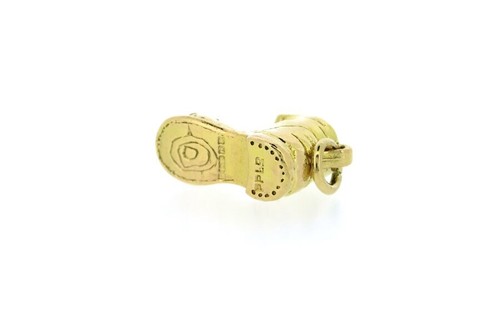9 ct charm old boots leather hob nail open toe yellow solid gold 3D vintage 1986 - Picture 4 of 24