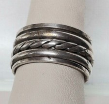 UNISEX 925 STERLING SILVER TRIPLE SPINNER BAND RING SIZE 9