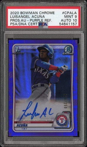 2020 Bowman Chrome Prospect Auto #CPALA Luisangel Acuna Purple 76/250 - PSA 9