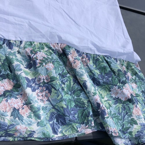 Laura Ashley Ashborne Twin Bed Skirt Blue Green Floral 14" Drop Cotton - Picture 6 of 9