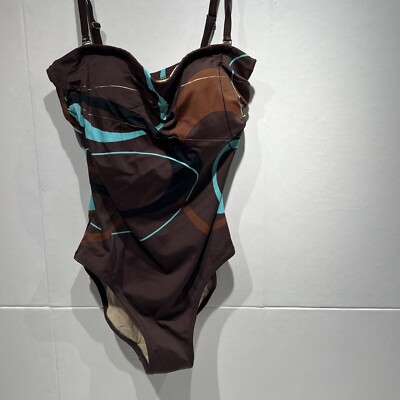 Lea Gottlieb Womens One Piece 10 US Swimsuit Brown Removable Adjustable Strap