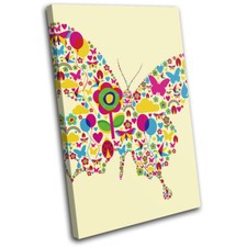 Floral Butterfly Abstract Chic Animals SINGLE CANVAS WALL ART Picture Print