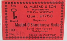Vintage O Mustad & Son  Fish Hooks  100 Gold Plated  Sz  2/0  O'Shaughnessy  New