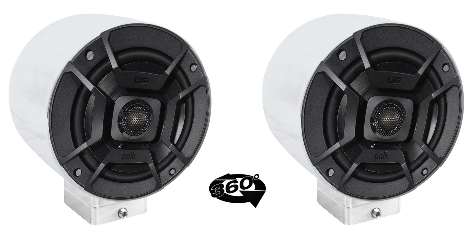 2 Лодочные колонки Polk Audio 525 с поворотным хромированным корпусом для поверхностного монтажа на 360 27390₽