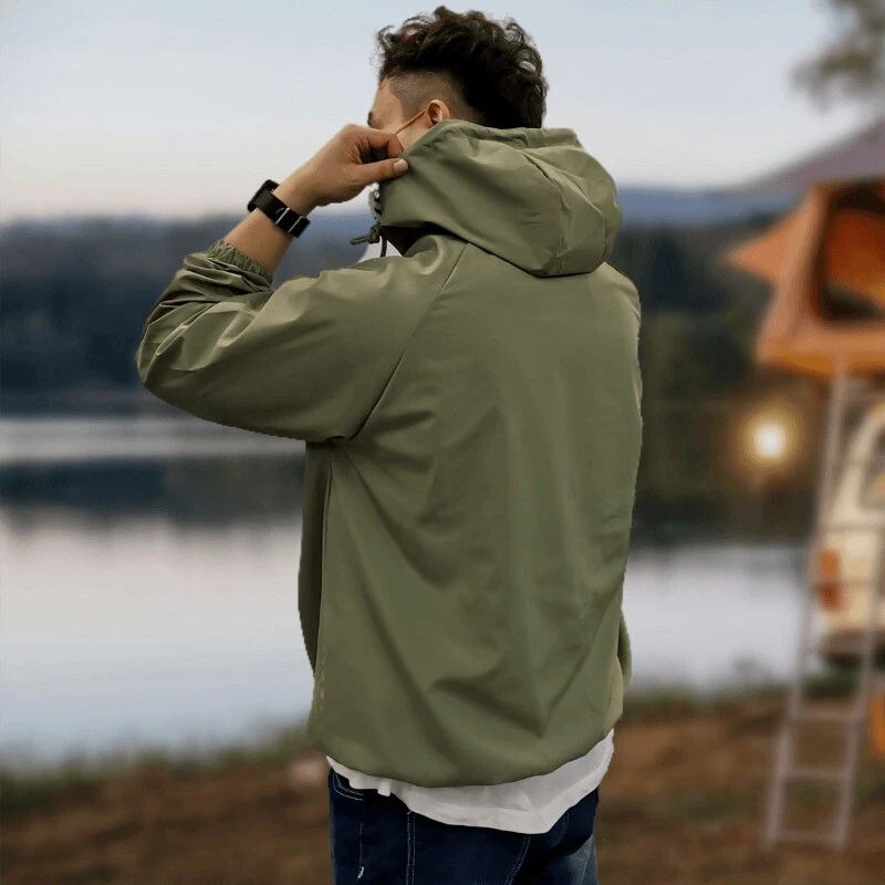 Men Hoodie Sweatshirts Pullover Jacket Half Zip Parka Windbreaker