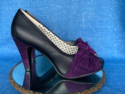 TUK T.U.K. Gothic High Heel Pumps Sparkle Purple Peep Toe