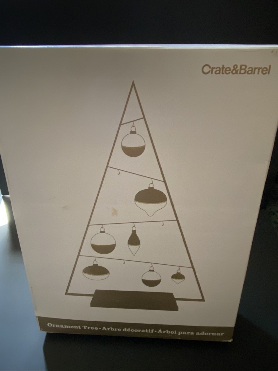 Crate & Barrel A Frame Ornament Metal Tree Gold 16” Inch Holds 10