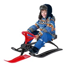 Snow Racer Sled w/ 2 Serrated Foot Brakes 220.5lbs Load Black red Kids Adults