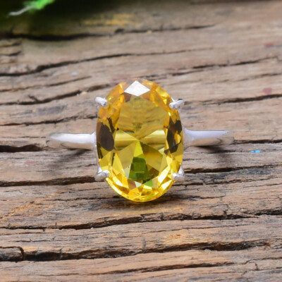 Thanksgiving Lemon Topaz Gemstone 925 Sterling Silver Handmade Ring All Size