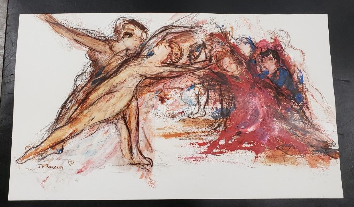 1998 Jean-Pierre Rousseau Original Painting Art Dance Ballerina Ballet Dancers