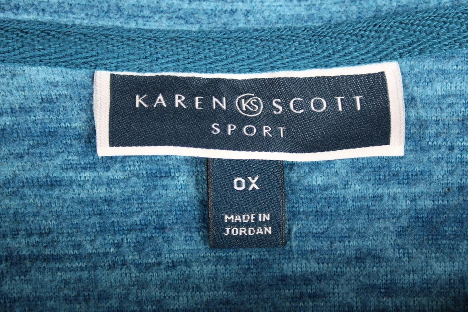 Suéter ligero Karen Scott Top para mujer talla OX azul jaspeado mangas largas Foto 3 de 4