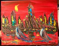 NYC MANHATTAN   by Mark Kazav  Abstract Modern CANVAS Original  Painting YI7DSF