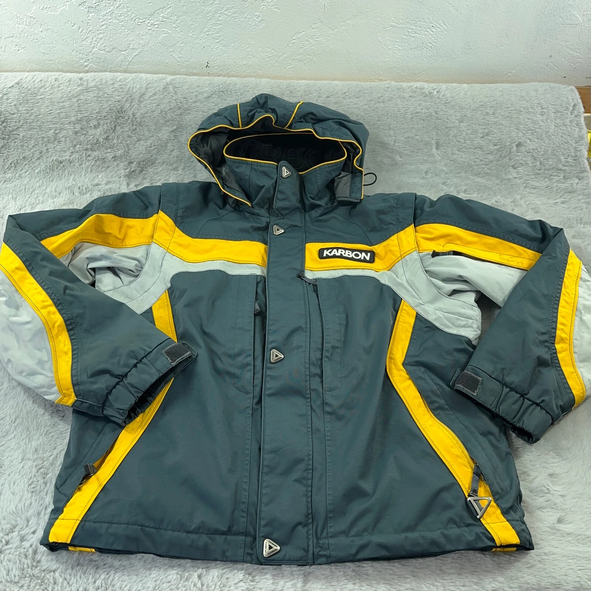 Karbon Jacket Mens Medium Gray Yellow Ski Snowboard Convertible