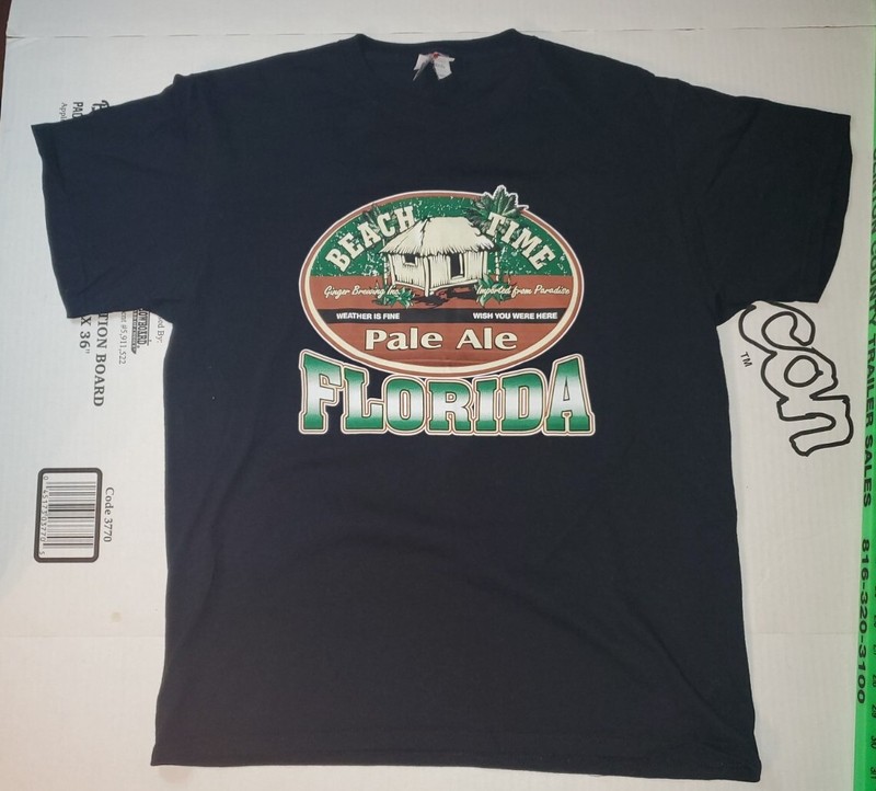 Beach Time Pale Ale Florida T-shirt Adult Large Black