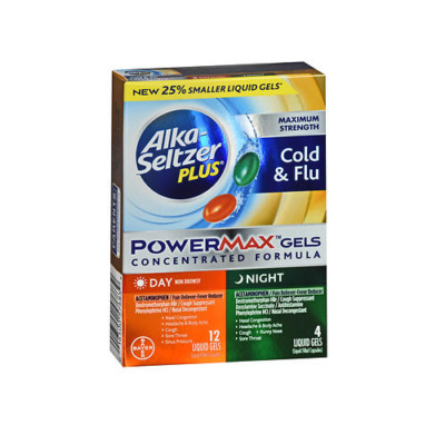 Alka-Seltzer Plus Maximum Strength Cold & Flu PowerMax Gels Day & Night  16 Caps
