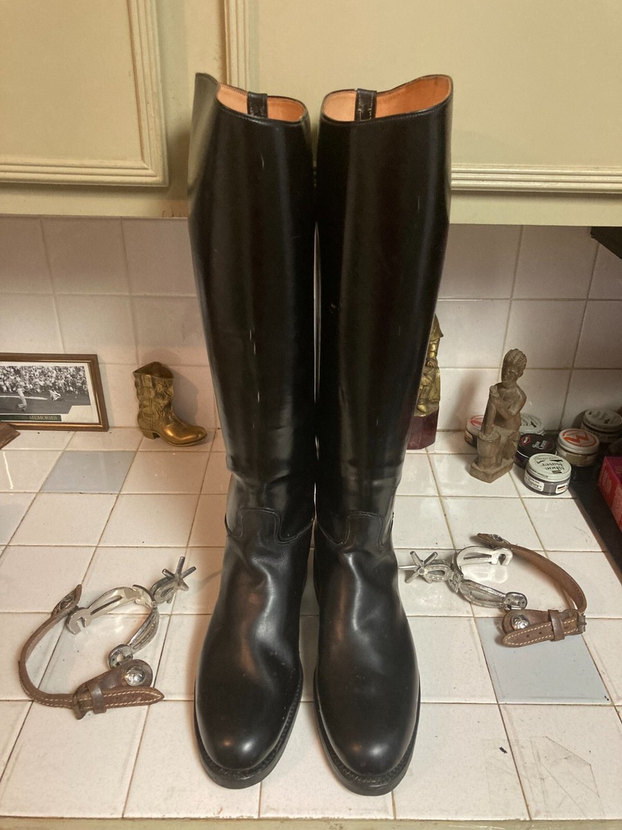 Dehner Boots Made in USA 9-9.5 b/d Black Leather Equestrian Police