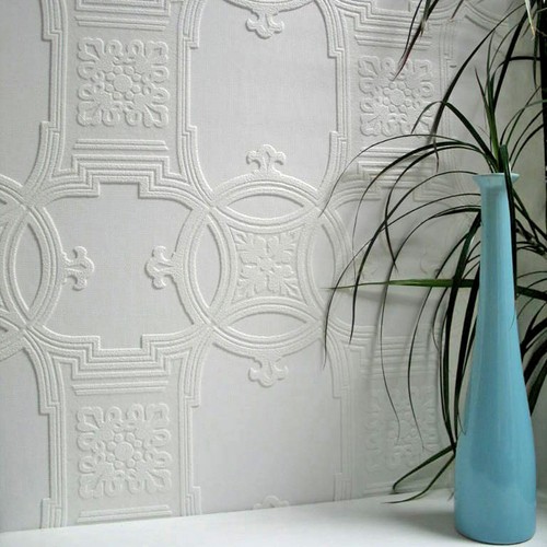 Brewster RD01600 Early Victorian Paintable Textured Vinyl Wallpaper white - Picture 2 of 8