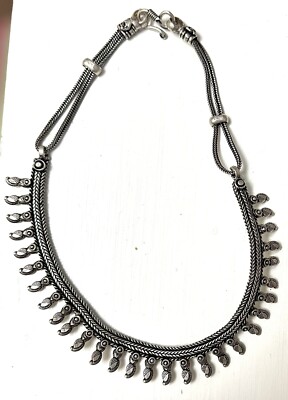 Silver Mango Leaf Banjara Chain Necklace 17 in 2.2 oz