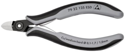 KNIPEX 79 22 125 ESD Präzisions-Elektronik-Seitenschneider ESD mit Mehrkomponent