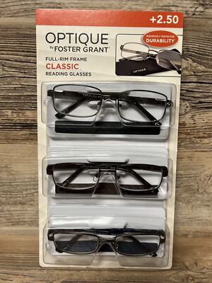 Foster Color Frame Optique by Foster Full-Rim Frame Classic Reading Glasses 3 Pack +2.50 ...