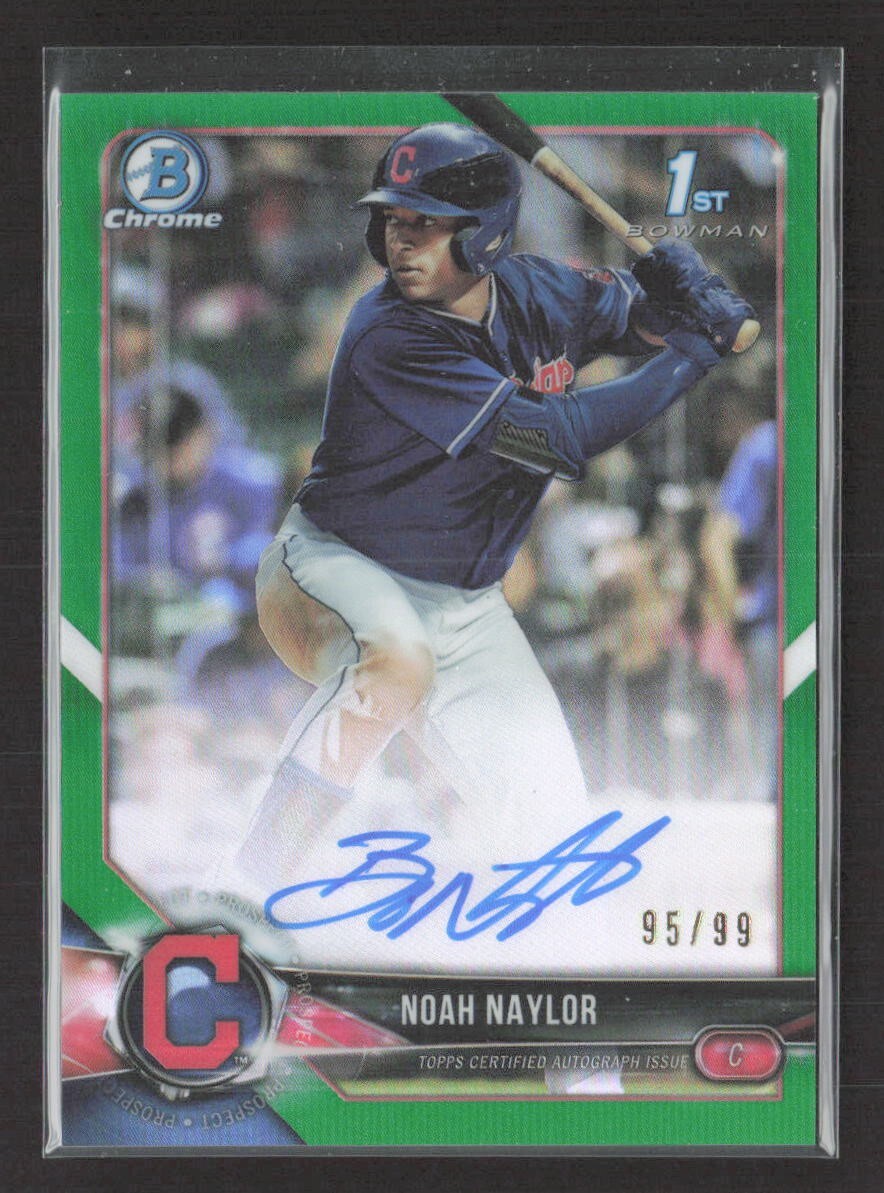 Bo Noah Naylor - 2018 Bowman Draft Chrome Green 1st Rookie Auto /99 - Guardians