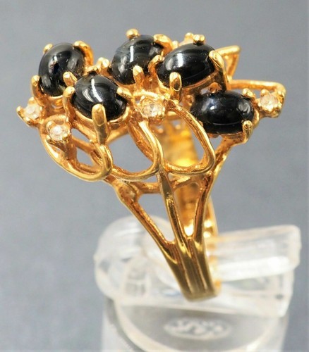 Onyx & Rhinestone 18ct Yellow Gold Plated Cluster Ring - 第 9/16 張圖片