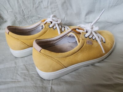 ECCO Womens Shoes Sz 5  EU 36 Yellow Leather Comfort Low Top Sneakers Flats