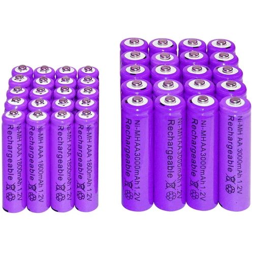 20+20x AA 3000mAh + AAA 1800mAh 1.2V NI-MH Purple Colo Rechargeable Battery US