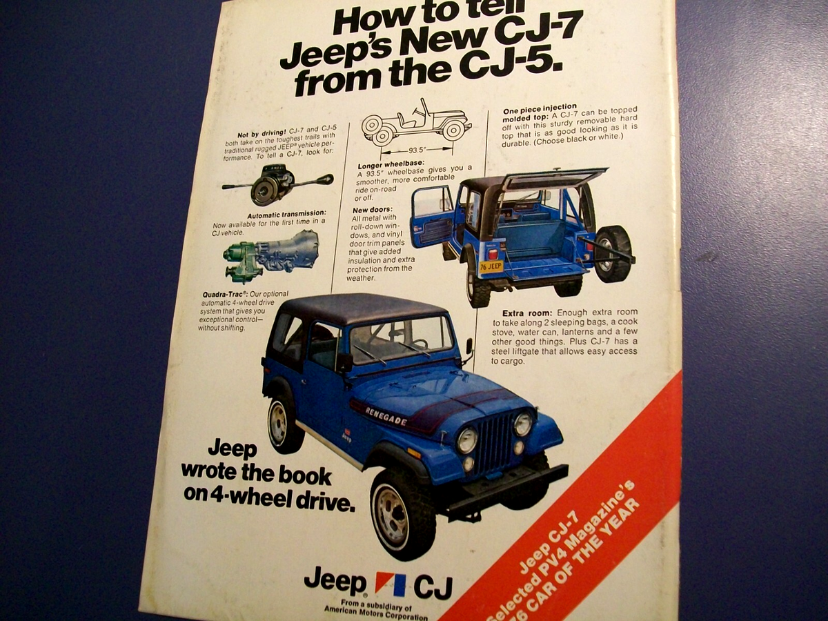 1976 Jeep CJ-7 Renegade mid-size-mag car ad M44- 
