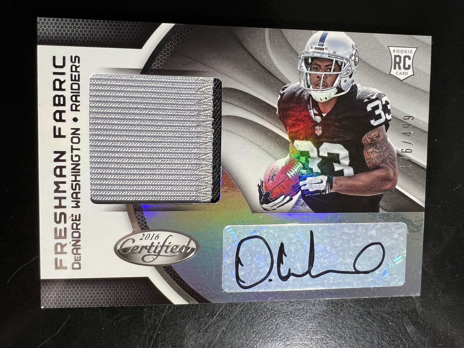 2016 Certified #219 DeAndre Washington RC Auto Jersey /499