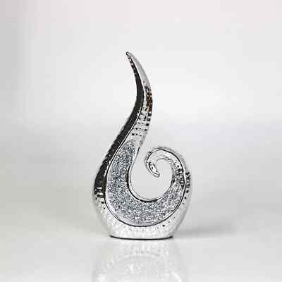 Resin Crushed Jewel Diamond Stylish Silver Swirl Textured Diamonte Bling Decorat