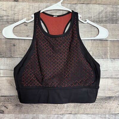 Lululemon Womens Get Your Peek On Sport Bra Deep Phantom / Red Orange Size 6