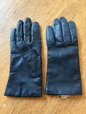 Sz M/L Fownes Ladies Black Leather Gloves 100 Cashmere Lining