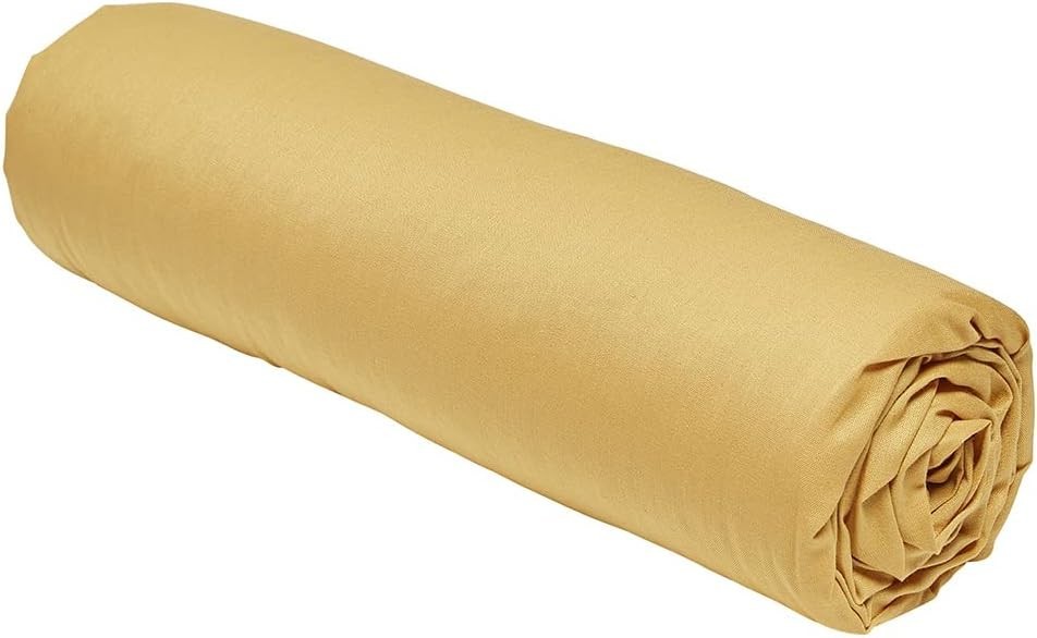 Drap housse 90x190 cm coton ocre pour chambre ado chaleureuse