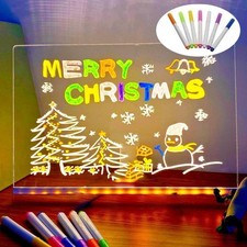New LED Night light up acrylic message board Erasable USB Children's Drawing Boa