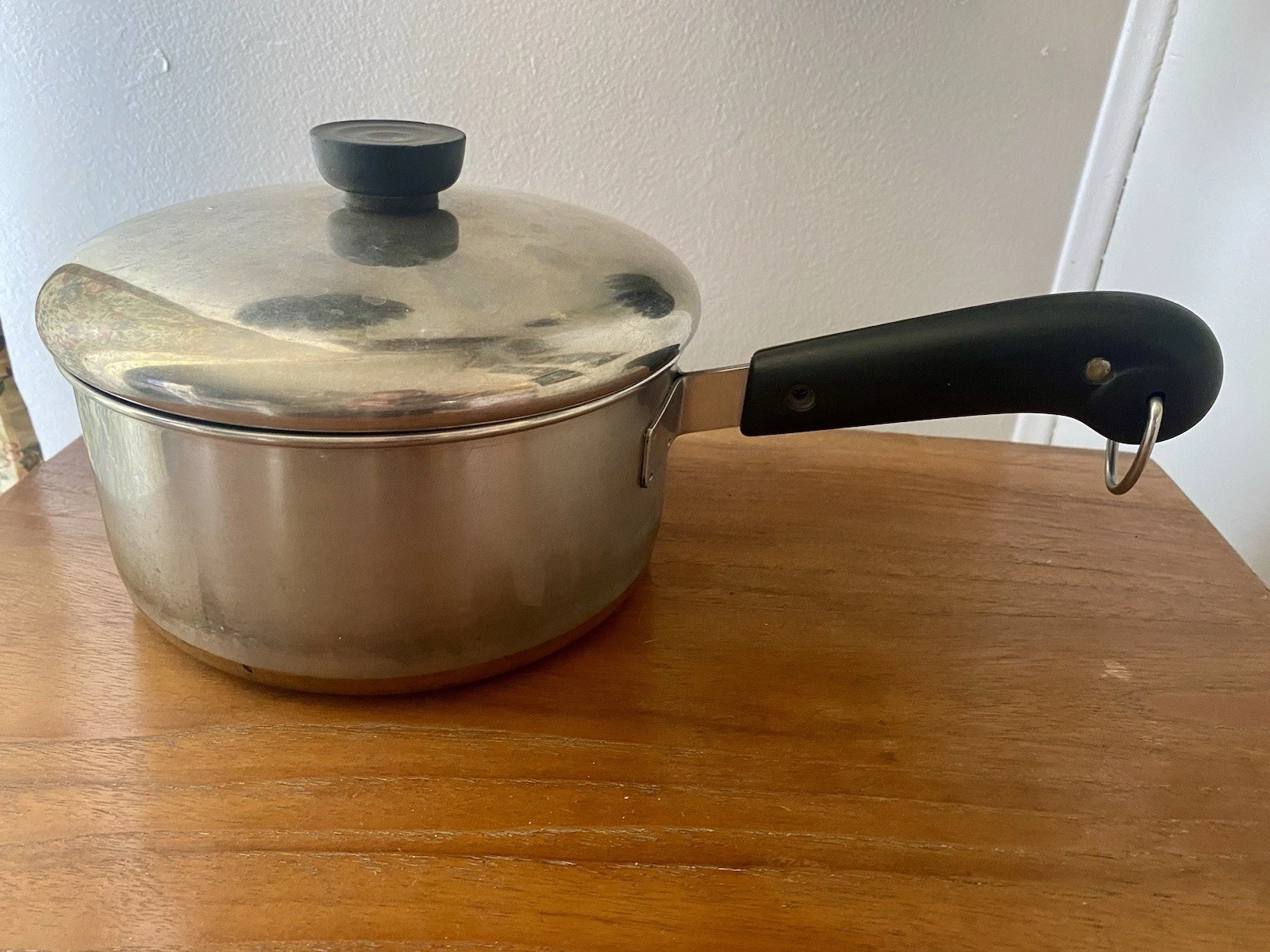 VTG 1801 Revere Ware 1.5 Qt Sauce Pan Pot Copper Clad Bottom w/Lid