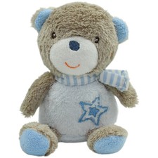 PUSBLU B&auml;r Kuscheltier 15 cm beige blau Pl&uuml;schtier Stofftier gebraucht