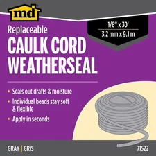 M-D Building Products 71522 Gray Caulking Replaceable Cord Weatherstrip 30 ft.