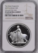 Una And The Lion 2019 UK 2oz Silver Proof Coin Graded PF 69 UC By NGC 3k Only
