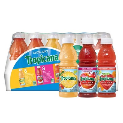 Tropicana 100 Juice 3-Flavor Fruit Blend Variety Pack 10 Fl Oz Bottles Pack Of