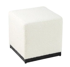 Ottoman Home Décor |Square Ottoman - Cream Boucle