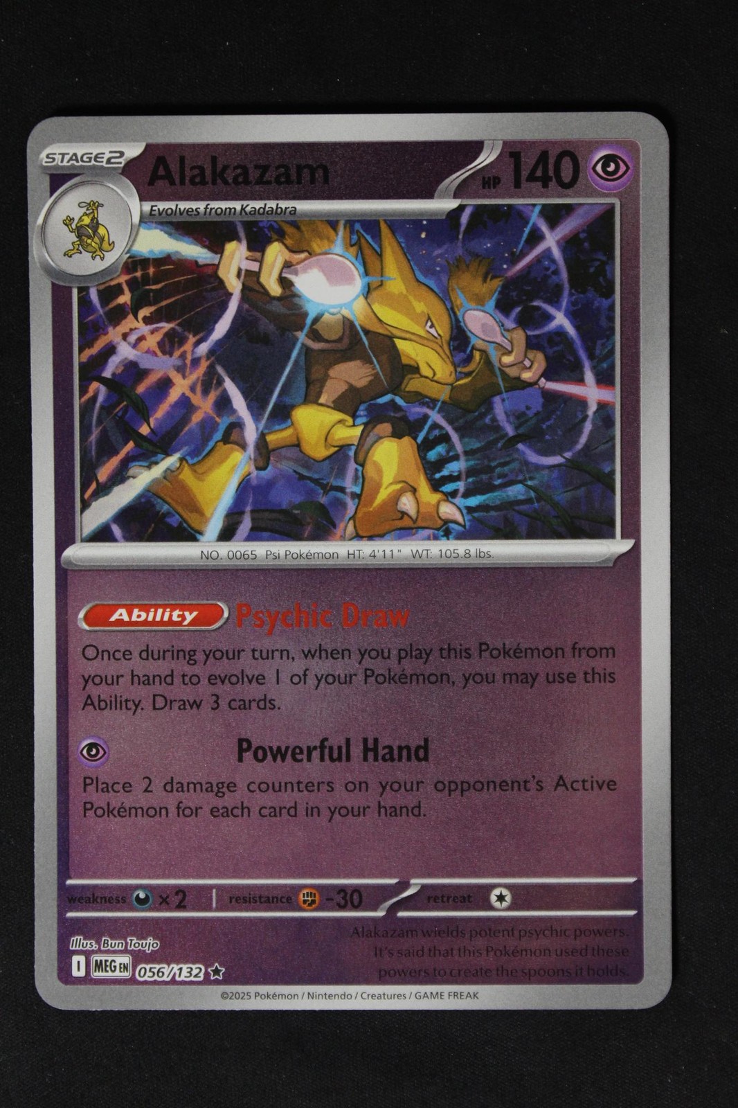 Pokemon Alakazam Reverse Holo R NM - Mega Evolution 056/132