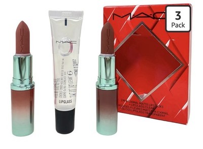 MAC 3pc Macximalist Lipstick Set. Velvet Teddy/Whirl/Lipglass Lipgloss. NIB!!