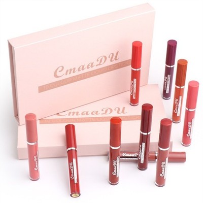 CmaaDu 10er Pack Lippenstift Matt Wasserdicht Lebendige Farbe Lack Textur