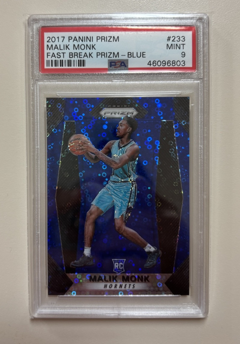 2017-18 Panini Prizm Blue Fast Break Prizm #233 Malik Monk #’d /175 PSA 9 Mint