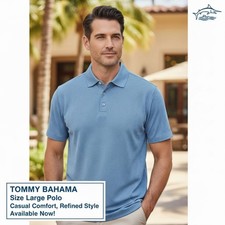 Tommy Bahama Men's Blue Polo Shirt Size Large Casual Comfort
