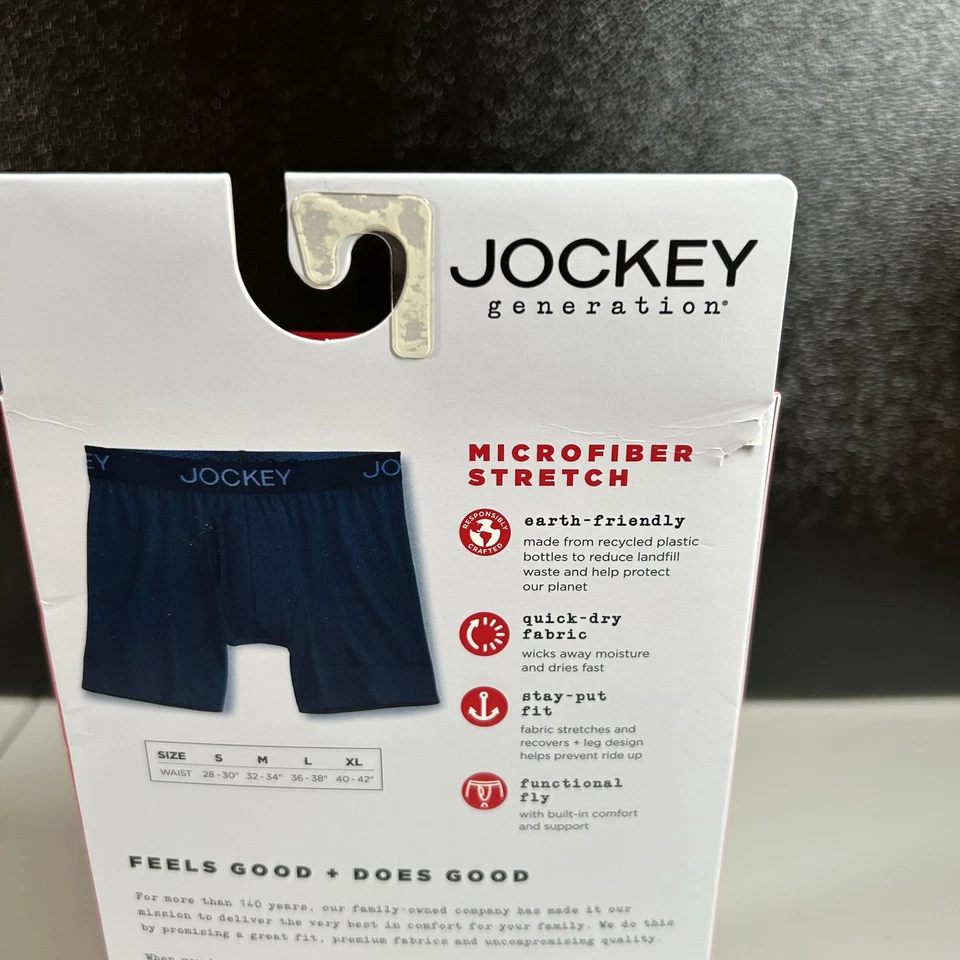 Jockey Boxer Briefs 3 Pack Mens Large 36-38" Blue Breathable Stretch NEW - Image 4 of 4